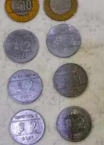 Cross Coin 2 Rupee And 10 Ruppee