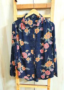 Black Floral Print Shirt Size-44