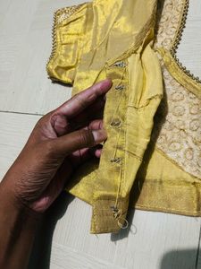 Golden Back-Tie Silk Blouse