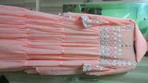 Peach Embroidered Dress Pakistani Gown With Dupatt