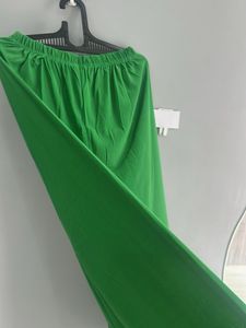 Green Lace Trim Palazzos (Upto xL, Stretchable)