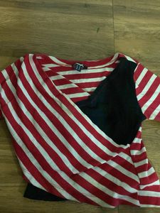 Striped Wrap Top