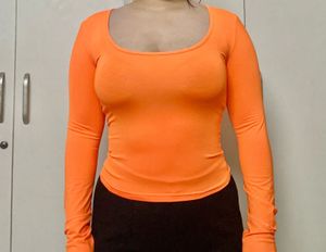 Orange gym Long  Sleeve Top