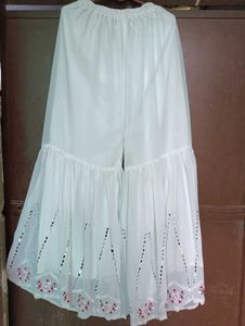 White Embroidered Sharara Suit