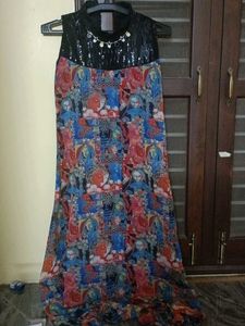 Patterned Dress with Sequin Detail