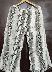 Silver Black Print Front Open Co-Ords Set 34 Bust