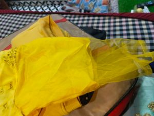 Yellow Net Lehnga For Haldi Ready