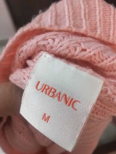 URBANIC Peach Turtleneck Knit Sweater