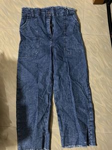 Frayed Hem Wide Leg Jeans