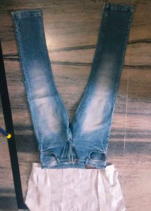 Stylish Blue Jeans With Check Shirt.