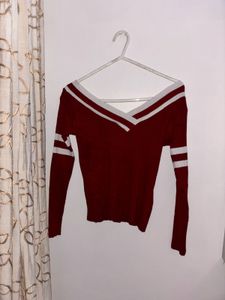 Off Shoulder Maroon Winter Top. NOT WORN EVEN ONCE