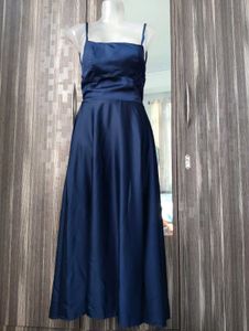 Navy Blue Satin Midi Dress