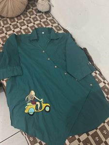 Green Embroidered Tunic Top