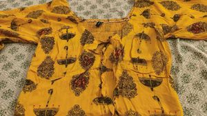 Yellow Umbrella Print Crop Top