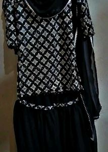 ✨Black Embroidered Kurti with Garara and Dupatta
