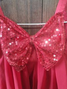 Red Sequin Bow Dress