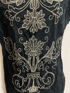 Black Embroidered Party Dress