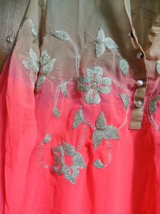 Kurti With Sequence Work And Embroidrery on Neck