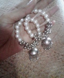 Pearl Beaded Bracelet with Silver Charm