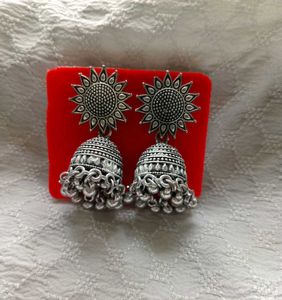 Silver Jhumka Earrings