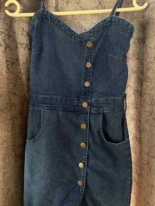 Denim Button-Front Mini Dress