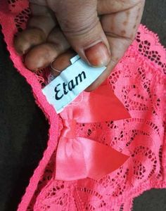 Coral Lace Thong with Bow 💚