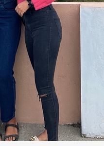 ZARA Skinny Ribbed Jeans Black