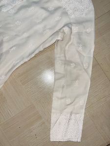 White Embroidered Kurti with Pants
