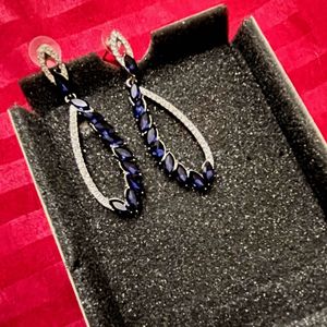 Drop Earrings - Blue And diamonds