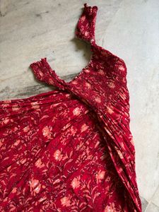 Red Floral Off-Shoulder Maxi Dress