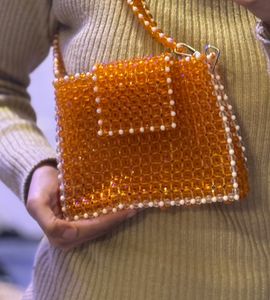 Orange Beaded Shoulder Bag