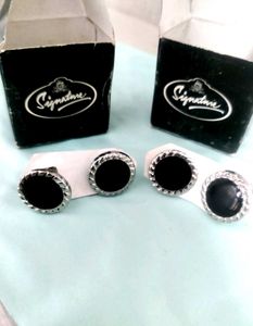 Vintage Silver - Black Cufflinks