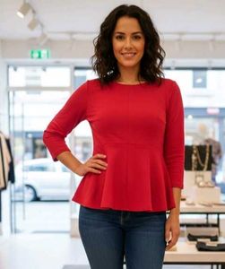 new Elegant Red Peplum Top