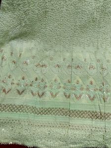 Lime Green Lehenga (Crop Top And Bottom)