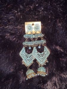 Elegant Dangle Earrings Sky Blue Colour