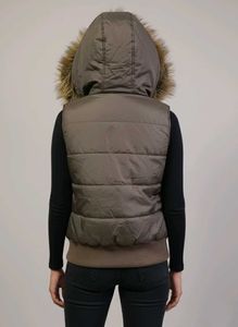 Fur Hooded Padded Vest Size M Winter Jacket