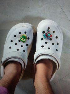Cream Crocs With Charming