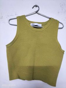 Zara Olive Knit Crop Top