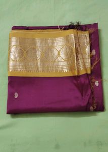 Maroon And Gold Kanziwaram Silk Saree