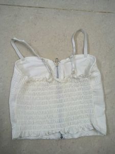 White Zipper Crop Top