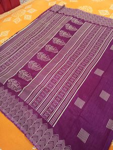 Pure Silk Look Alike Discharge Print Saree With Bp