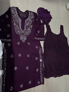 💜Purple Lucknowi Embellished Kameez Dupatta 💜