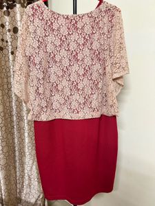 Lace Top Red Dress