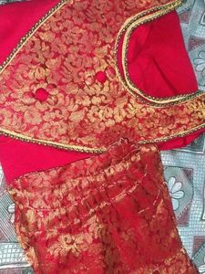 Elegant Red Kurta With Pazama Set