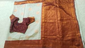 Beautiful Silk Saree With Kachouri Cut Blouse