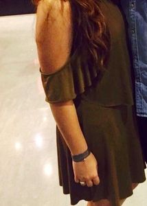 Zara Olive Green Off shoulder Dress