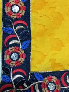 Yellow Saree With Beautiful Black Borderline
