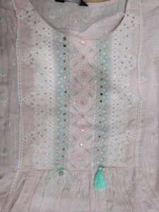 &#39;INDYA&#39; Peach KURTA Full Set With duppatta+Tassel