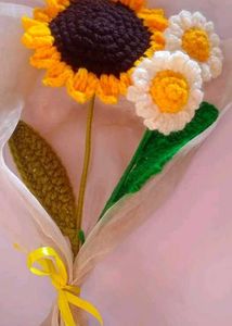 Crochet Sunflower &amp; Daisy Bouquet