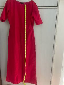 Bright red long kurti by the brand Indya in S size